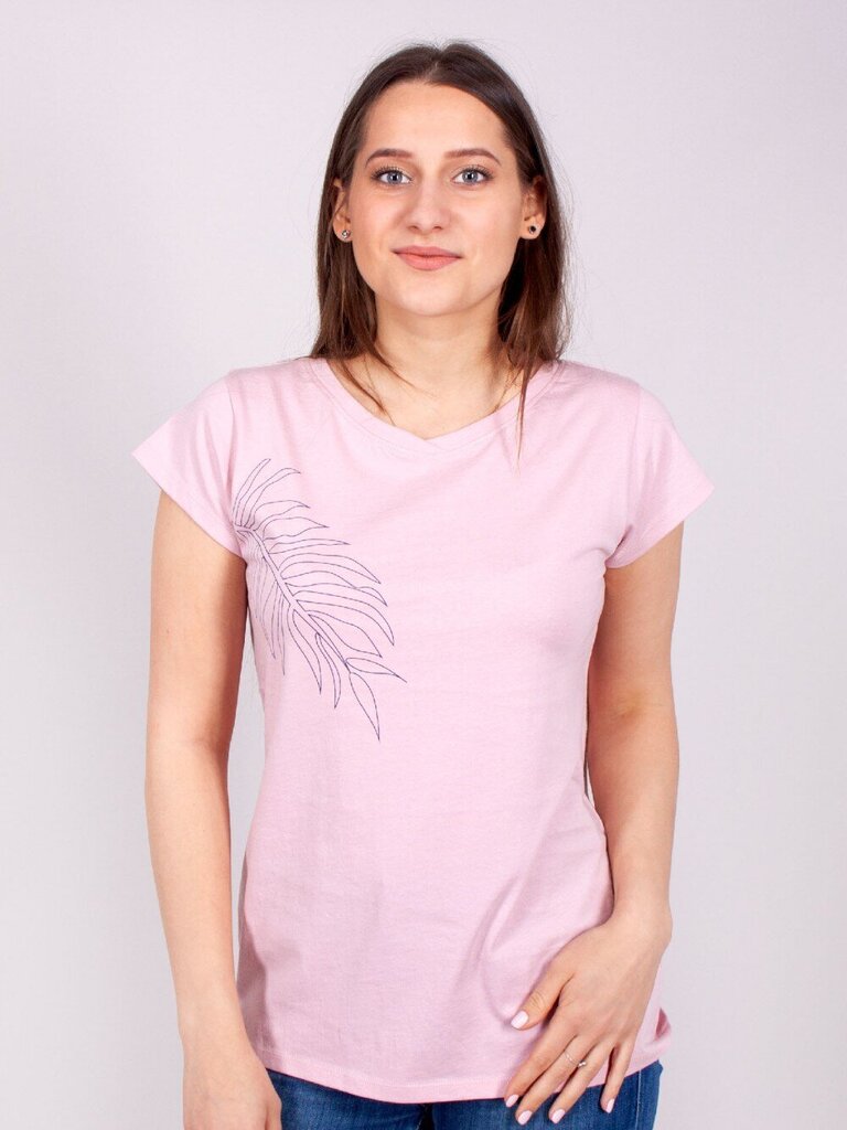 Sieviešu T-krekls ar apdruku "LEAF" (Rozā) cena un informācija | T-krekli sievietēm | 220.lv