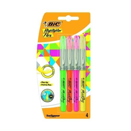 Teksta marķieri Highlighter Flex 1-4 mm, 4 krāsu komplekts 448926 цена и информация | Rakstāmpiederumi | 220.lv