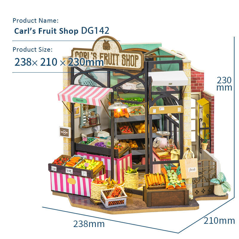 Konstruktors Robotime Carl’s Fruit Shop, 3D puzle cena un informācija | Konstruktori | 220.lv