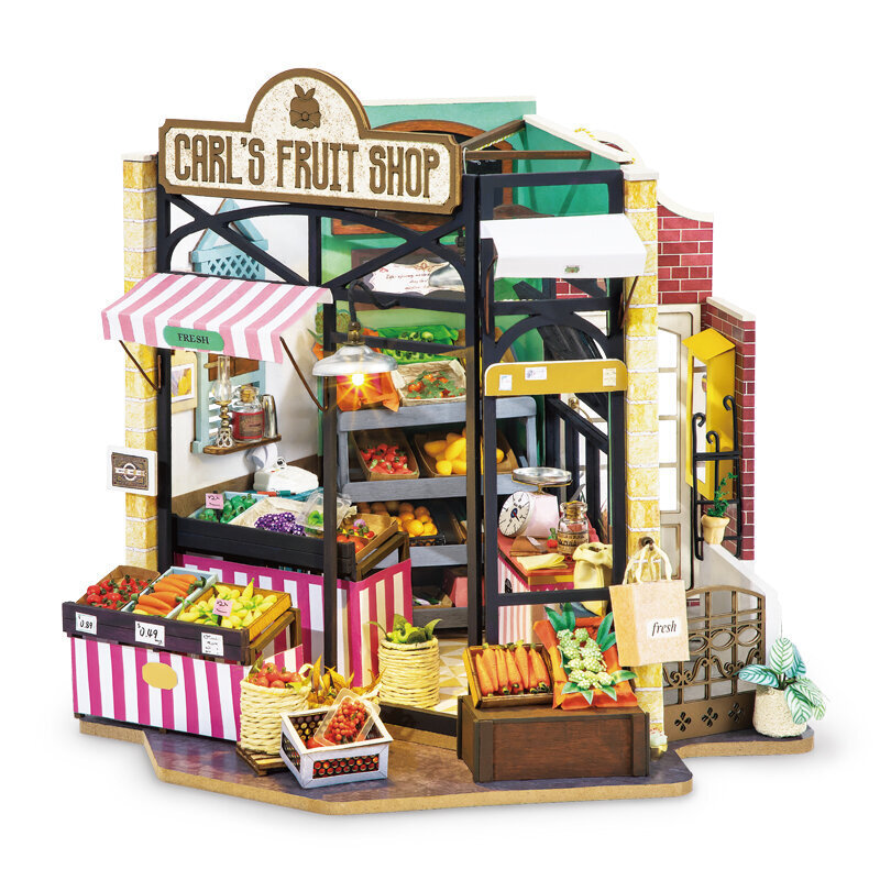 Konstruktors Robotime Carl’s Fruit Shop, 3D puzle cena un informācija | Konstruktori | 220.lv