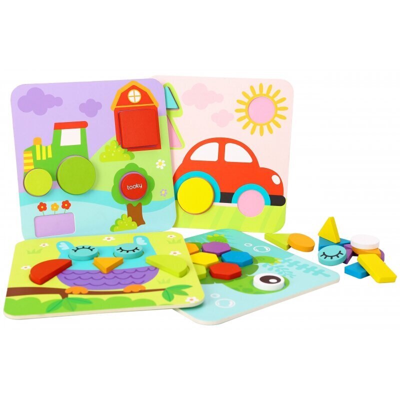 Koka puzle 4in1 Tooky Toy цена и информация | Rotaļlietas zīdaiņiem | 220.lv