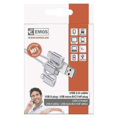 USB-MICRO B,C,i16P, 1M цена и информация | Emos Мобильные телефоны, Фото и Видео | 220.lv