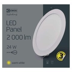 LED panelis 297 mm, iebūvēts 24W WW IP20 W cena un informācija | Iebūvējamās lampas, LED paneļi | 220.lv