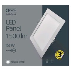 Светодиодная панель 220x220 Прямоугольная белая, встраиваемая 18W NW IP20 W цена и информация | Монтируемые светильники, светодиодные панели | 220.lv