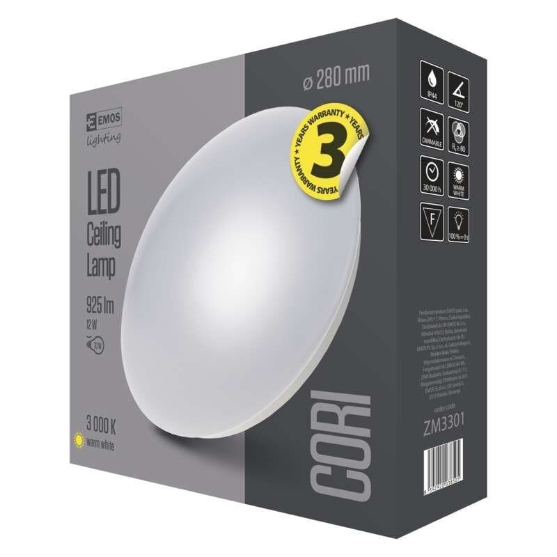 LED griestu lampa CORI R 12W/silti balta цена и информация | Griestu lampas | 220.lv