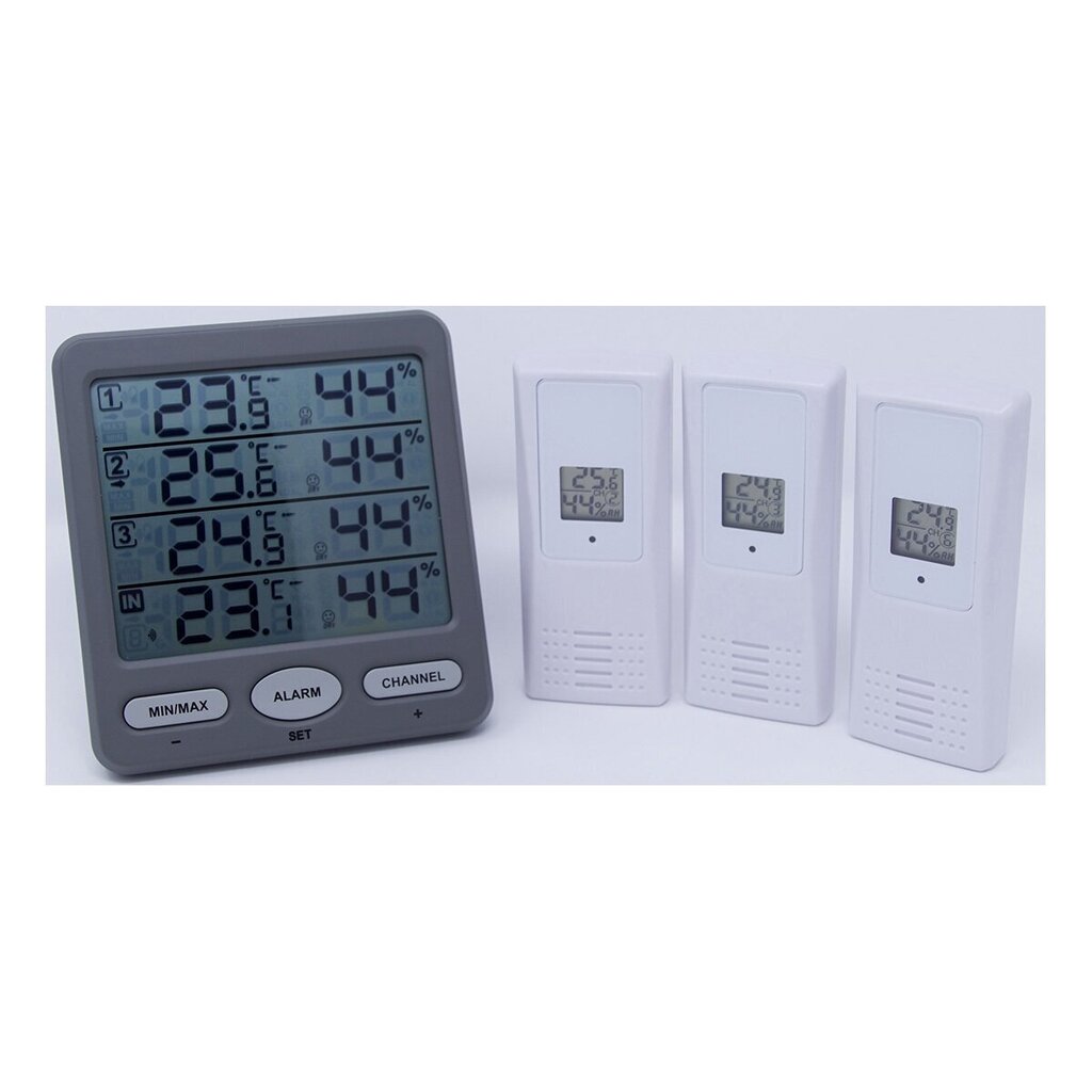 Bezvadu termometra higrometrs ar 3 bezvadu stacijām TFA 30-3054-10 cena un informācija | Meteostacijas, āra termometri | 220.lv