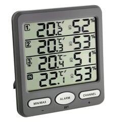 Беспроводной термометр-гигрометр с 3 беспроводными станциями TFA 30-3054-10 цена и информация | Метеорологические станции, термометры | 220.lv