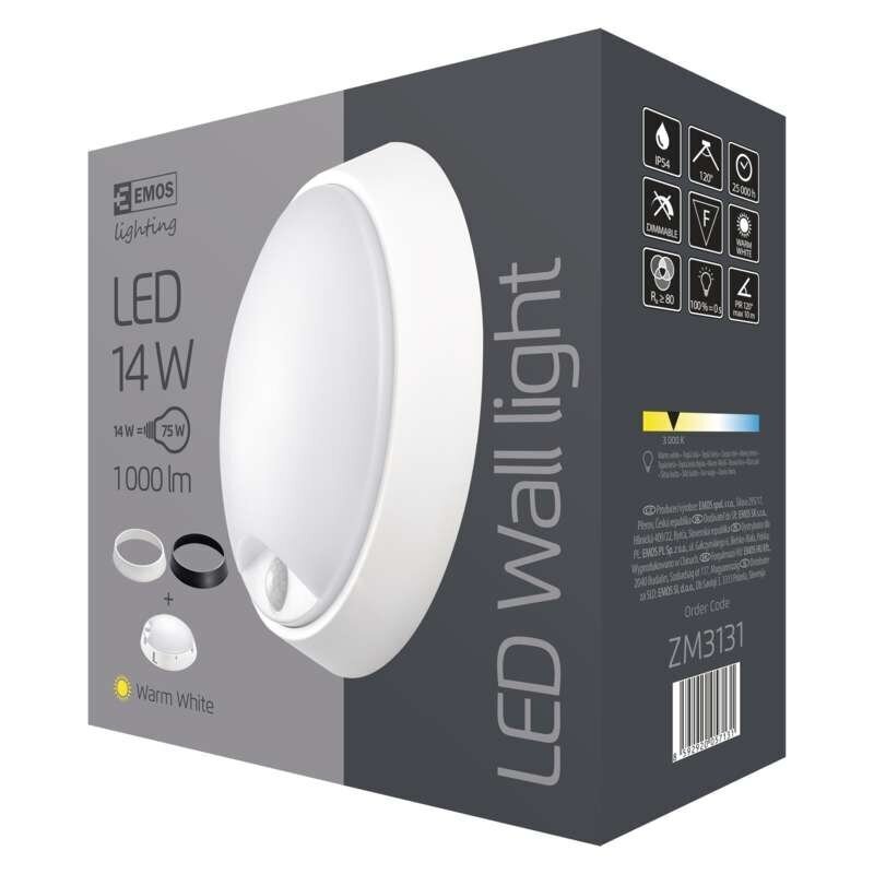 LED griestu un sienas lampa IP54 14W WW Pir cena un informācija | Griestu lampas | 220.lv