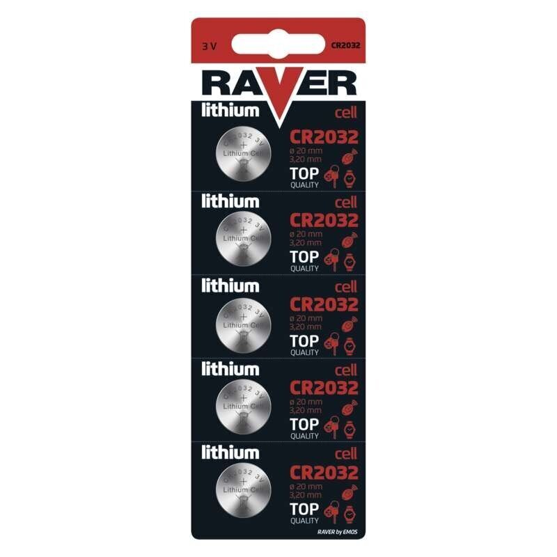 Litija akumulators Raver CR2032, 1 baterija cena un informācija | Baterijas | 220.lv