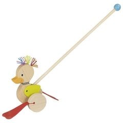 Деревянная игрушка - толкалка Утенок с куделем для детей 18+ месяцев цена и информация | Игрушки для малышей | 220.lv