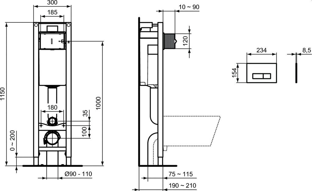 Sienas tualetes poda vāks Ideal Standard WC EUROVIT Rimless cena un informācija | Tualetes podi | 220.lv