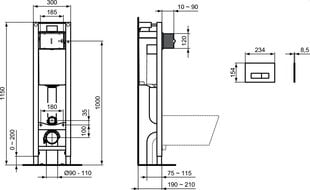 Tualetes poda rāmja komplekts Ideal Standard 3 in 1 Prosys Eco ar baltu dubultpogu Oleas M2 un turētājiem E2332AC цена и информация | Детали для унитазов, биде | 220.lv