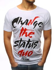 Balts T-krekls ar uzrakstiem "Status" cena un informācija | Vīriešu T-krekli | 220.lv