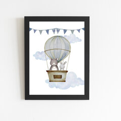 Постер «Воздушный шар» в черной рамке, формат А4 цена и информация | Картины | 220.lv