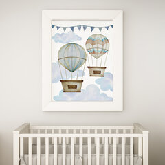 Постер «2 воздушных шара» в белой рамке, формат А3 цена и информация | Картины | 220.lv
