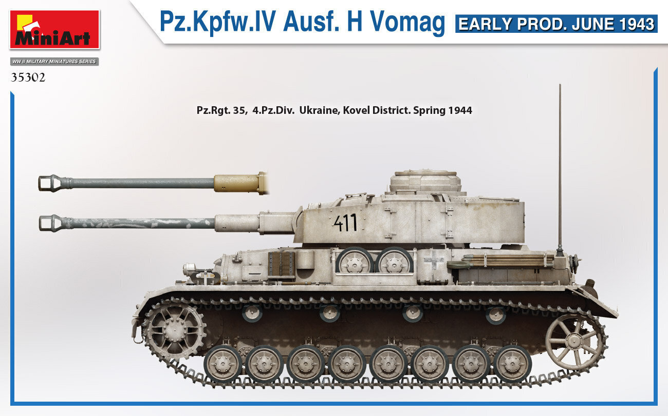 Līmējamais modelis MiniArt 35302 Pz.Kpfw.IV Ausf. H Vomag. Early Prod. June 1943 1/35 цена и информация | Līmējamie modeļi | 220.lv