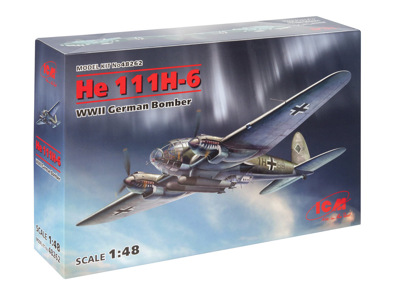 Salīmējamais modelis ICM 48262 German He 111H-6 1/48 цена и информация | Līmējamie modeļi | 220.lv