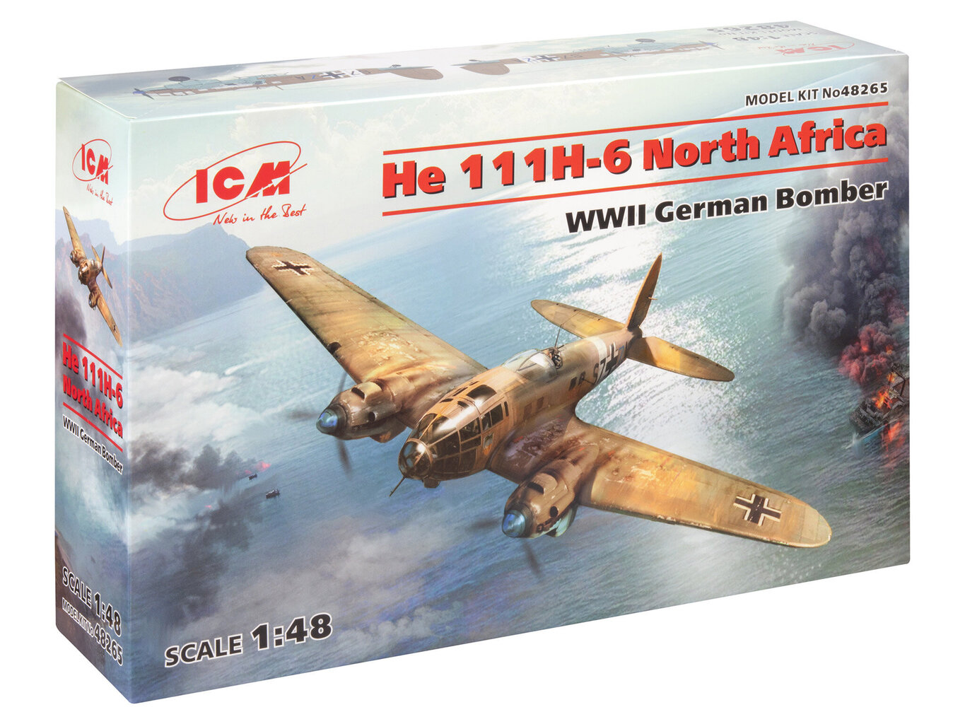 Salīmējamais modelis ICM 48265 German He 111H-6 North Africa 1/48 cena un informācija | Līmējamie modeļi | 220.lv