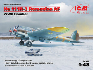 līmējamais modelis ICM 48266 He 111H-3 Romanian AF 1/48 cena un informācija | Līmējamie modeļi | 220.lv