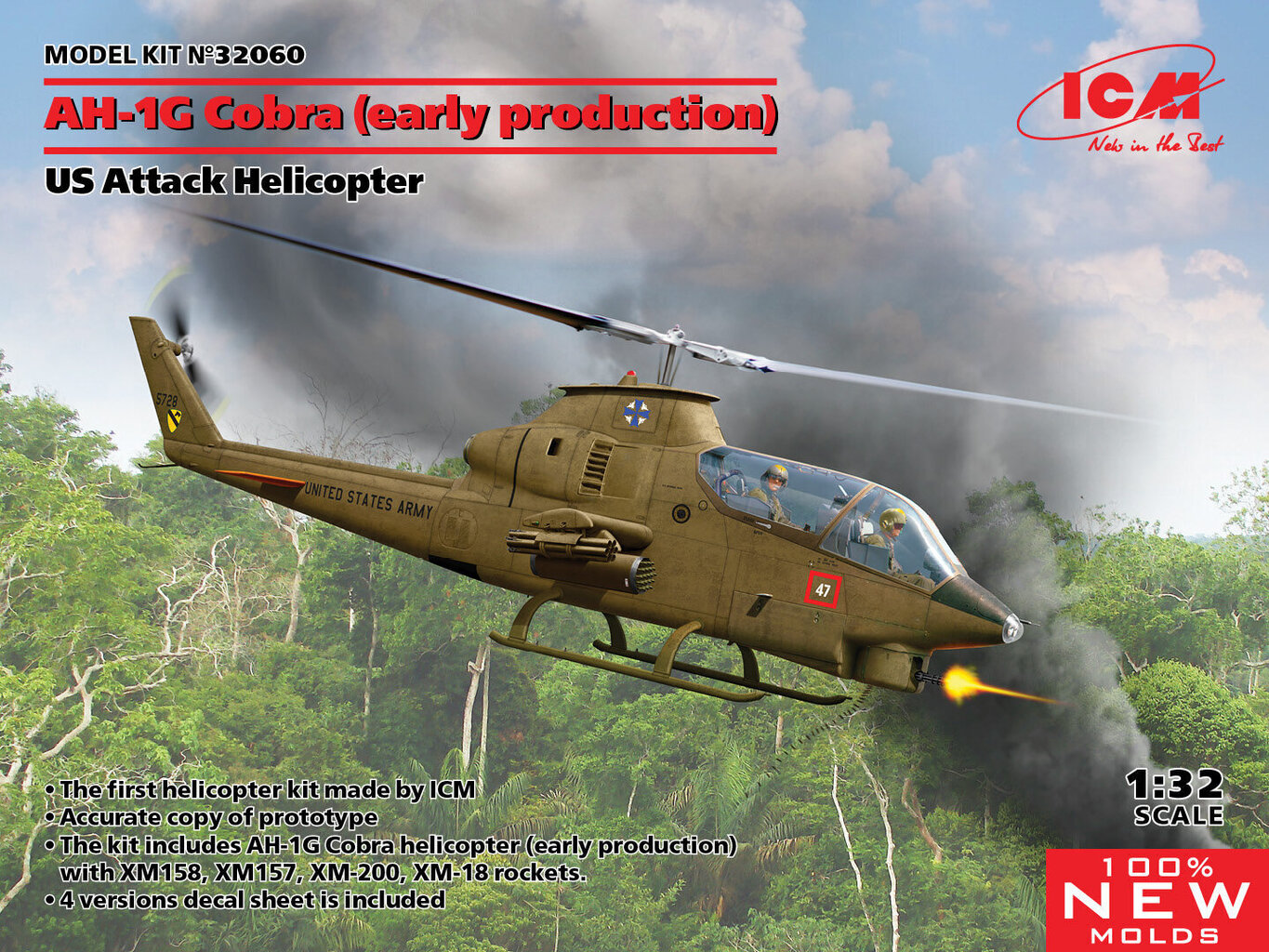 Līmējamais modelis ICM AH-1G Cobra (early production) 1/32 цена и информация | Līmējamie modeļi | 220.lv