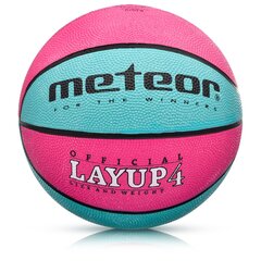 Basketbola bumba Meteor LAYUP #4 Rozā/ zila цена и информация | Баскетбольные мячи | 220.lv