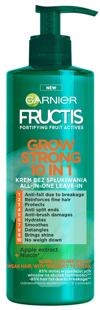 Nenoskalojams matu krēms Garnier Fructis Grow Strong 10-in1, 400ml cena un informācija | Matu uzlabošanai | 220.lv
