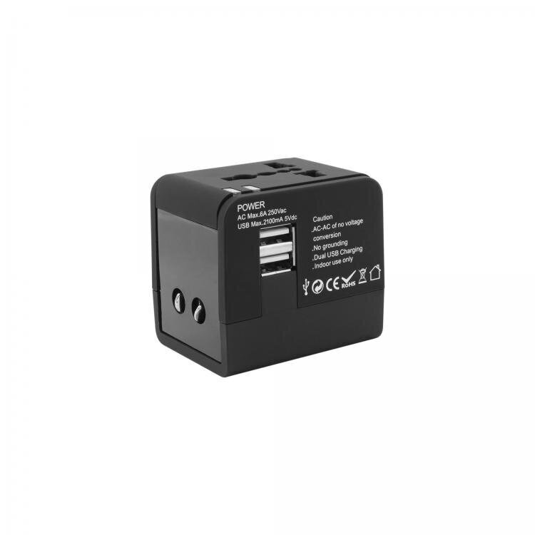 Sbox TA-23 universālais ceļojumu adapteris ar dubultu USB lādētāju цена и информация | Elektrības slēdži, rozetes | 220.lv