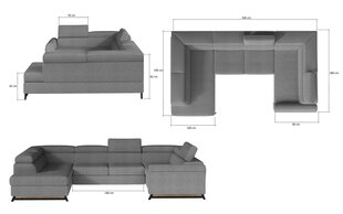 Stūra dīvāns NORE Escada 17 / 41, melns cena un informācija | Stūra dīvāni | 220.lv