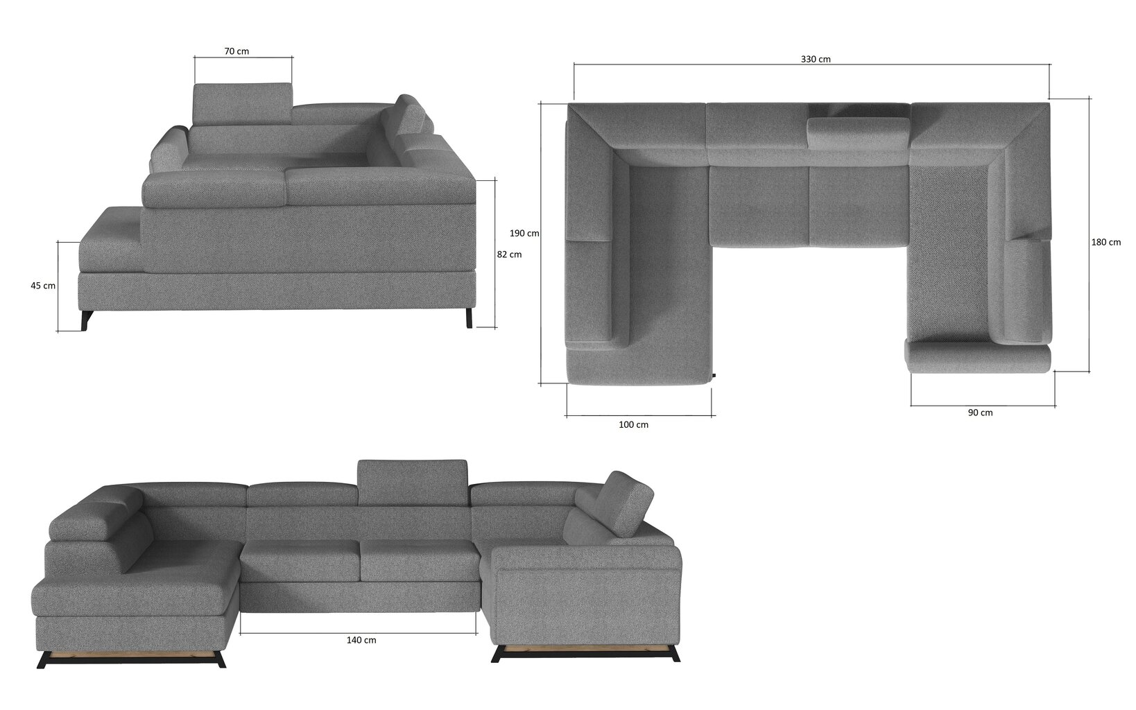 Stūra dīvāns NORE Escada 24 /48, melns cena un informācija | Stūra dīvāni | 220.lv
