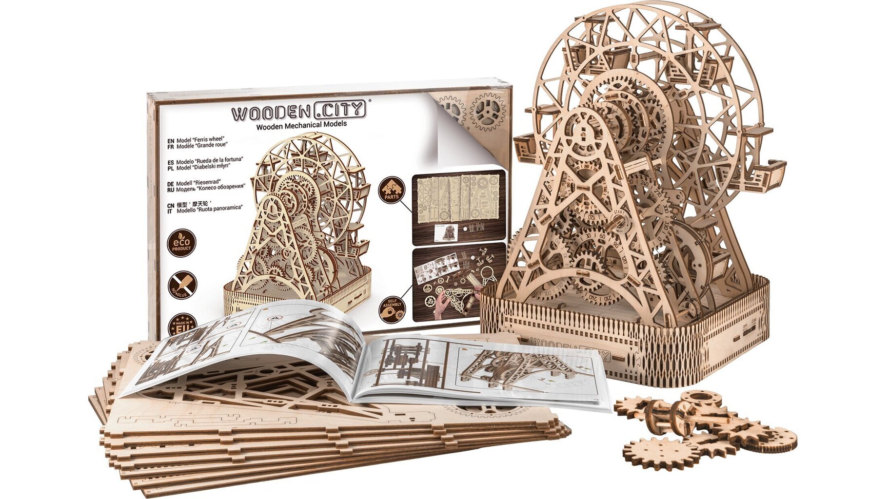 Koka 3D Wooden city konstruktors Panorāmas rats, 470 detaļas cena un informācija | Konstruktori | 220.lv