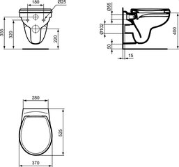 Sienas tualetes pods Ideal Standard WC EUROVIT Rimless K881001 / W303001 ar lēni aizveramu vāku cena un informācija | Tualetes podi | 220.lv