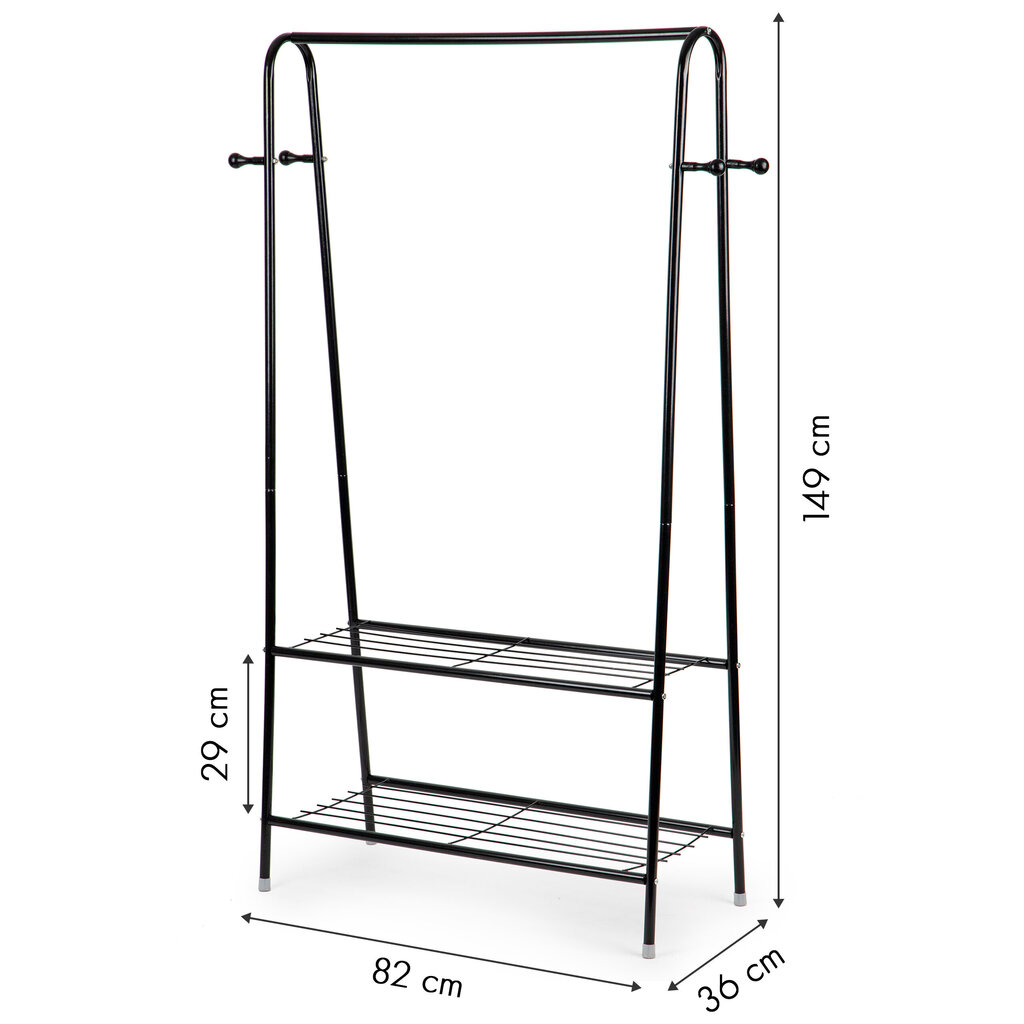 Piekare / statīvs ar 2 plauktiem drēbēm un apaviem цена и информация | Drēbju pakaramie | 220.lv