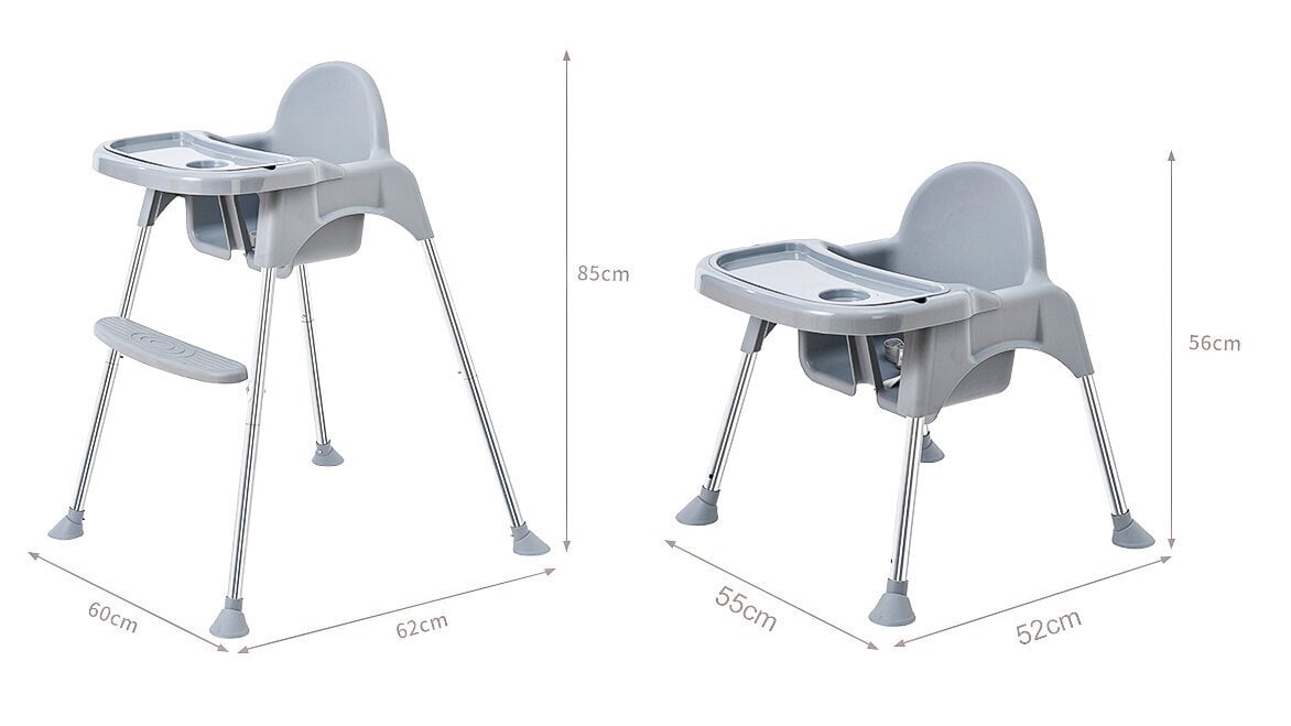 2in1 barošanas krēsliņš EcoToys, grey cena un informācija | Barošanas krēsli | 220.lv
