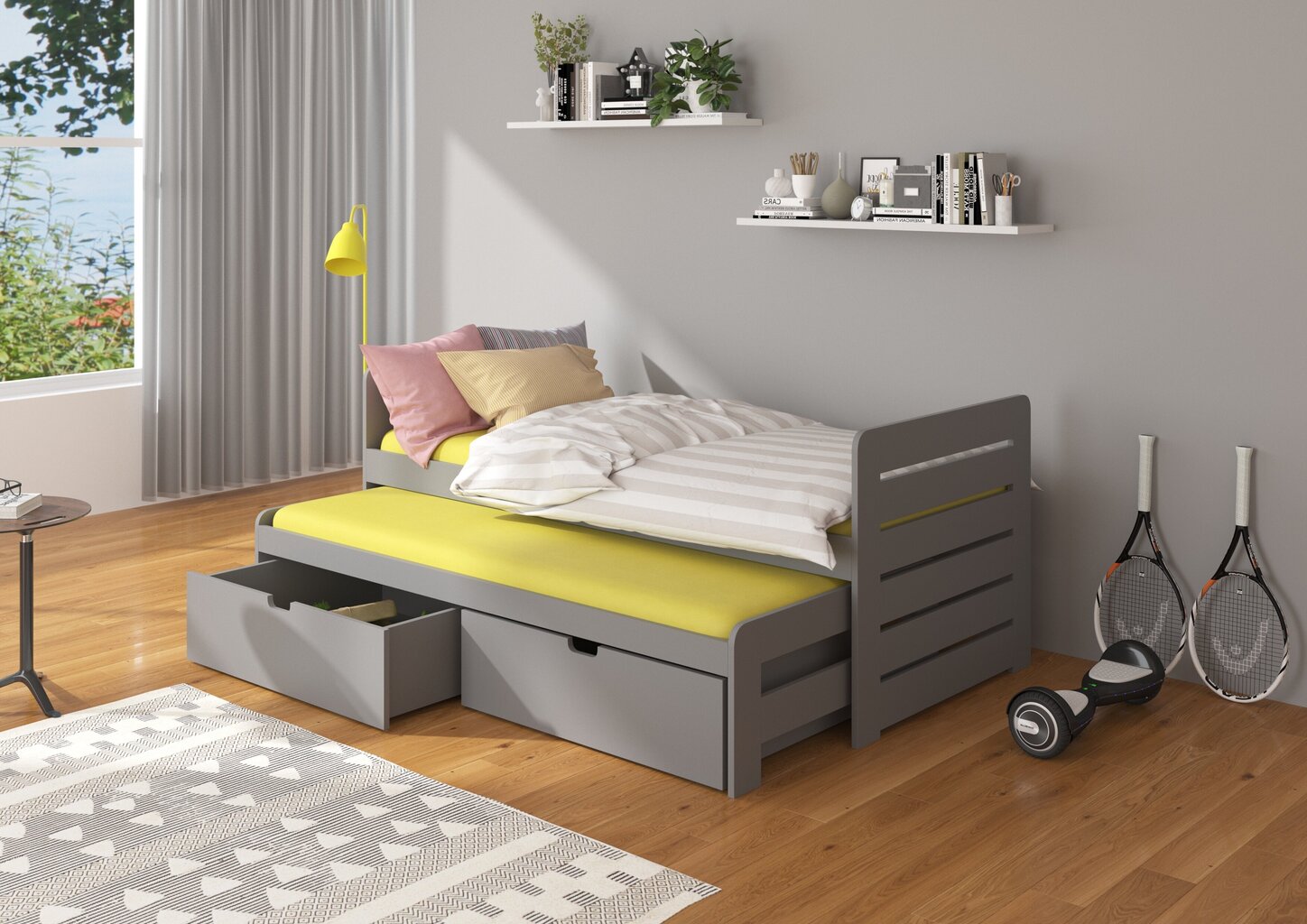 Bērnu gulta ADRK Furniture Tomi 180x80, pelēka cena un informācija | Bērnu gultas | 220.lv