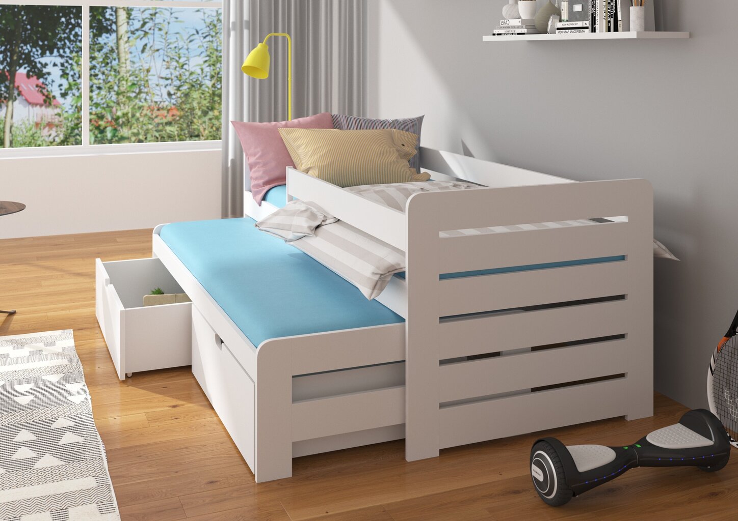 Bērnu gulta ADRK Furniture Tomi 180x80 ar sānu aizsardzību, brūna cena un informācija | Bērnu gultas | 220.lv