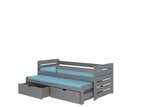 Bērnu gulta ADRK Furniture Tomi 180x80 ar sānu aizsardzību, pelēka
