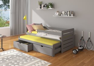 Bērnu gulta ADRK Furniture Tomi 180x80 ar sānu aizsardzību, pelēka цена и информация | Детские кровати | 220.lv
