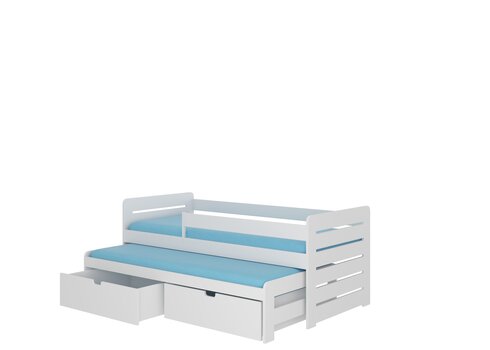 Bērnu gulta ADRK Furniture Tomi 200x90 ar sānu aizsardzību, balta cena un informācija | Bērnu gultas | 220.lv