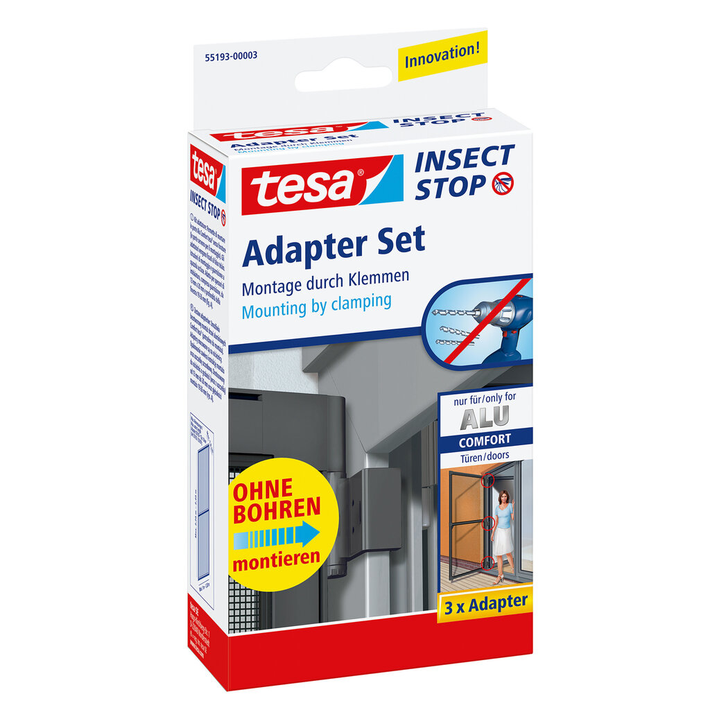 Adapteris alumīnija rāmim ar moskītu tīklu durvīm Tesa Insect Stop Alu Frames Comfort, pelēks цена и информация | Moskītu tīkli | 220.lv