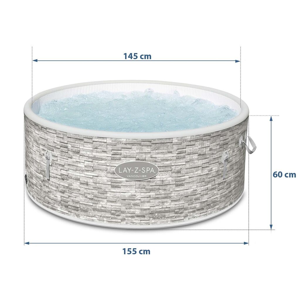 Masāžas baseins Bestway Lay-Z-Spa Vancouver, 155x60 cm cena un informācija | Baseini | 220.lv