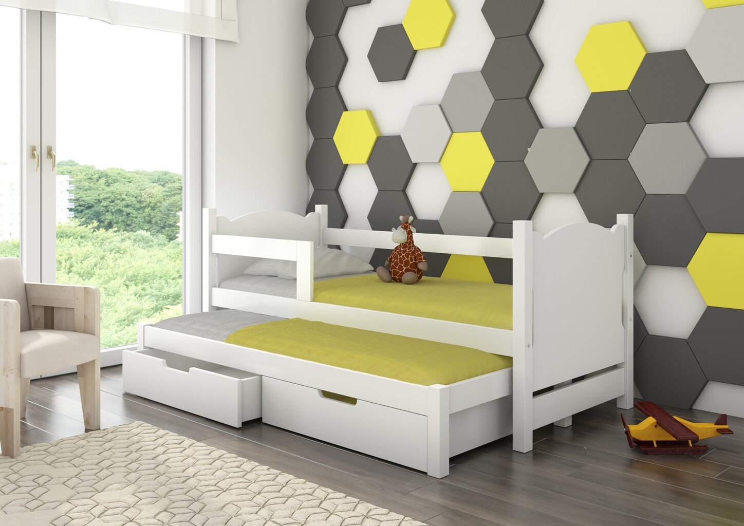 Bērnu gulta Adrk Furniture Campos 180x75/172x75 cm, balta cena un informācija | Bērnu gultas | 220.lv