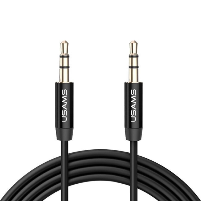 Usams YP-01 Premium audio elastīgs vads Aux Ligzdas 3.5mm spraudnis uz 3.5mm spraudni 1m Melns cena un informācija | Kabeļi un vadi | 220.lv