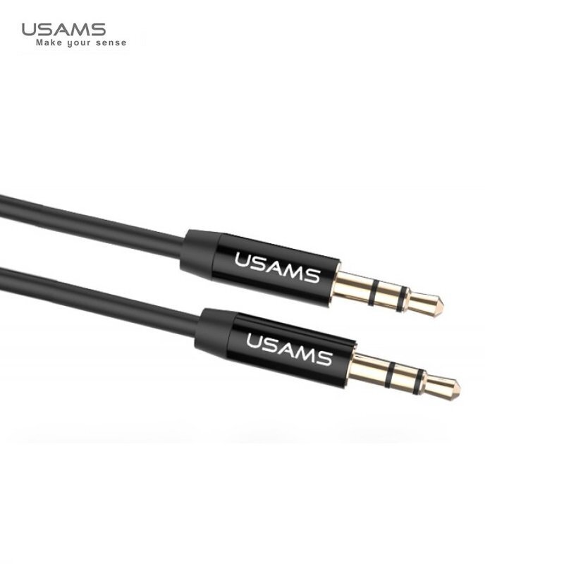 Usams YP-01 Premium audio elastīgs vads Aux Ligzdas 3.5mm spraudnis uz 3.5mm spraudni 1m Melns cena un informācija | Kabeļi un vadi | 220.lv
