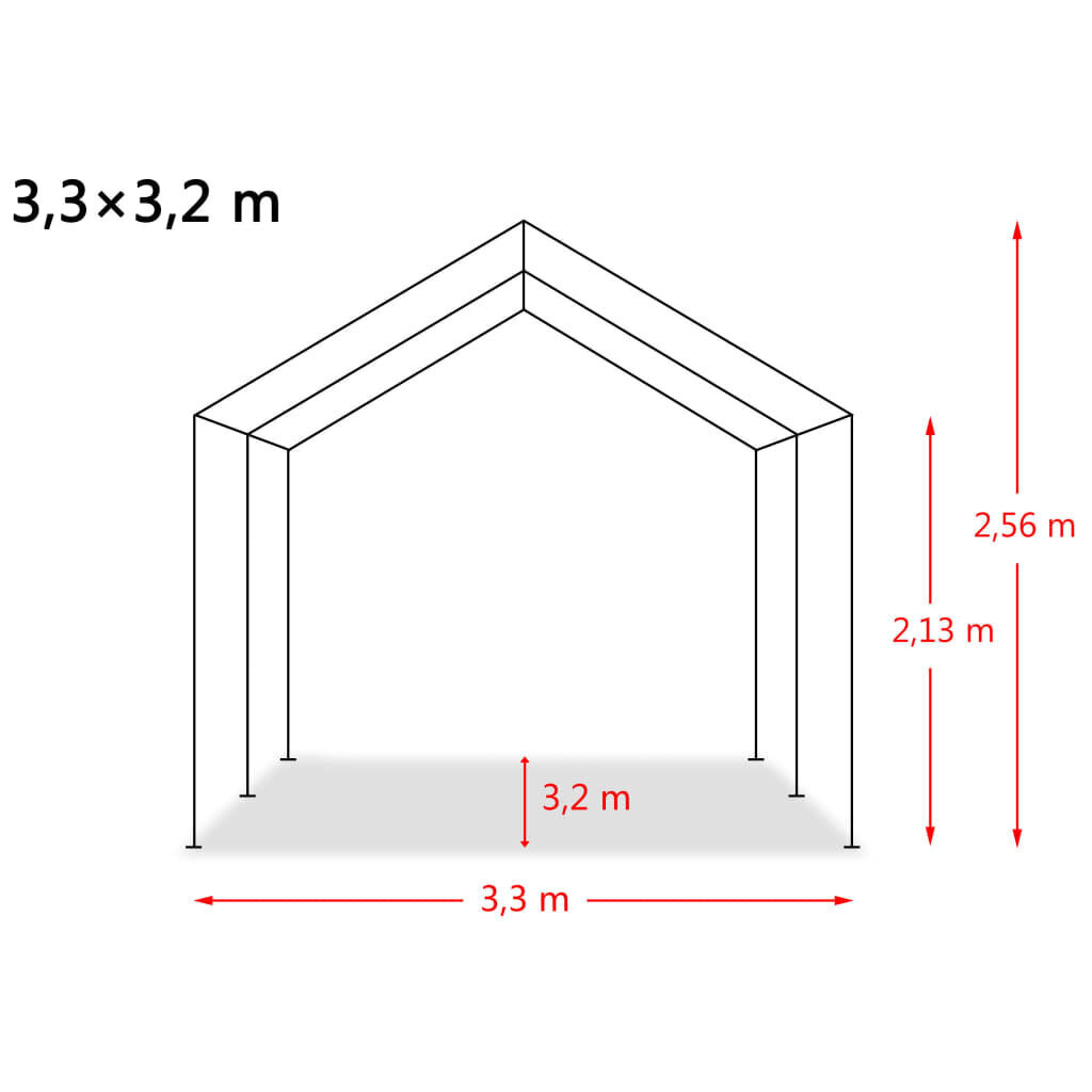 vidaXL mājlopu nojume, tumši zaļa, PVC, 3,3x3,2 m, 550 g/m², noņemama cena un informācija | Preces lauksaimniecības dzīvniekiem | 220.lv