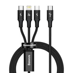 Kabelis Baseus Rapid 3in1 USB Type C - USB Type C / Lightning / micro USB, 20 W 1,5 m (CAMLT-SC01) cena un informācija | Savienotājkabeļi | 220.lv