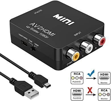 RoGer Signāla Pārveidotājs Adapteris no RCA uz HDMI (+Audio) Melns цена и информация | Adapteri un USB centrmezgli | 220.lv