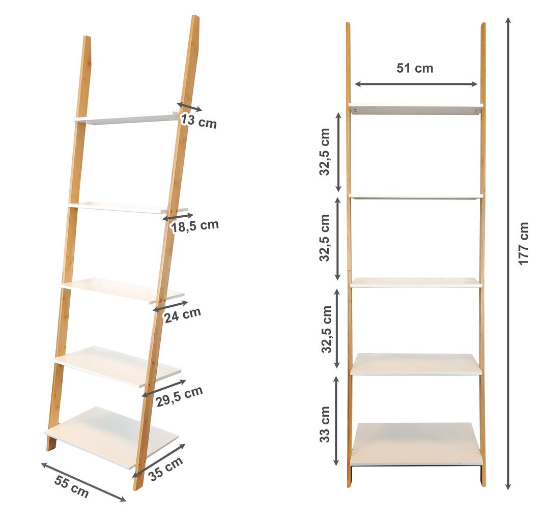 Bambusa koka kāpņu plaukts cena un informācija | Plaukti | 220.lv