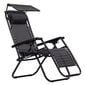 DĀRZA krēsls ar baldahīnu ModernHome, Melna cena un informācija | Sauļošanās krēsli | 220.lv