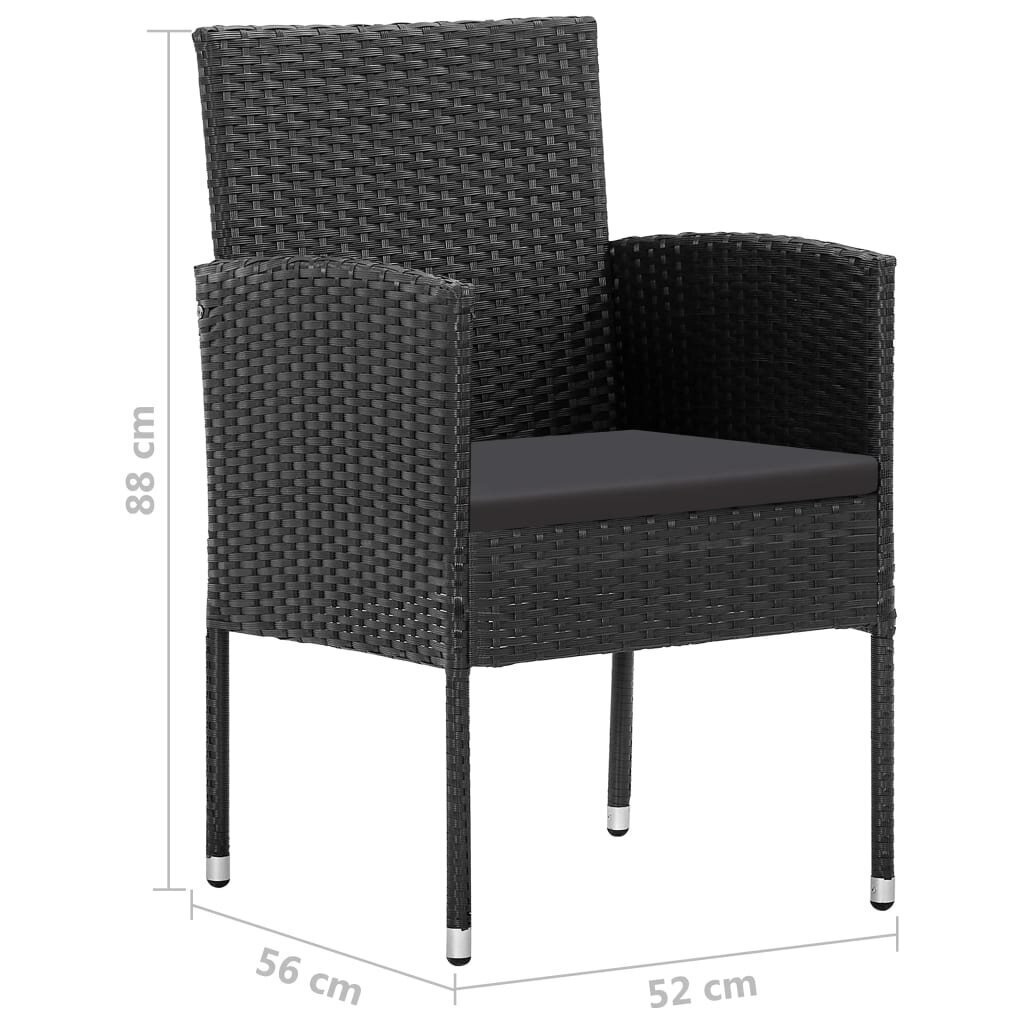 vidaXL dārza krēsli, 2 gab., PE rotangpalma, melni cena un informācija | Dārza krēsli | 220.lv