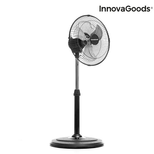 OSCILĒJOŠS STĀVVENTILATORS 360º INNOVAGOODS 30 CM 60W MELNS cena un informācija | Ventilatori | 220.lv